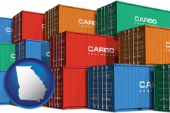 georgia map icon and colorful freight cargo containers
