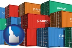 idaho map icon and colorful freight cargo containers