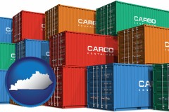 kentucky map icon and colorful freight cargo containers