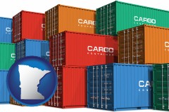 minnesota map icon and colorful freight cargo containers