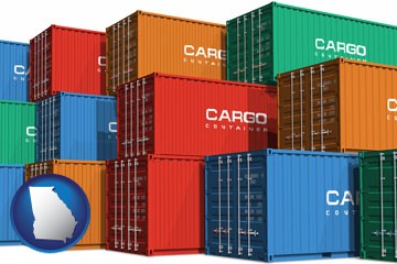 colorful freight cargo containers - with Georgia icon