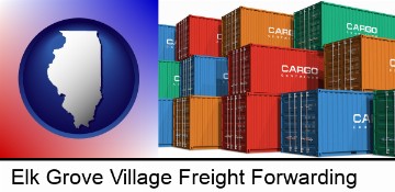 colorful freight cargo containers in Elk Grove Village, IL