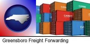 Greensboro, North Carolina - colorful freight cargo containers