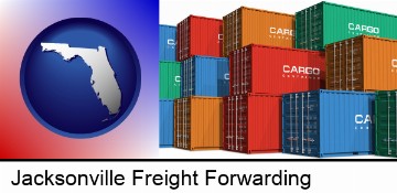 colorful freight cargo containers in Jacksonville, FL