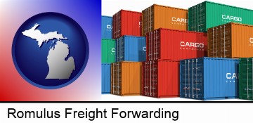 colorful freight cargo containers in Romulus, MI
